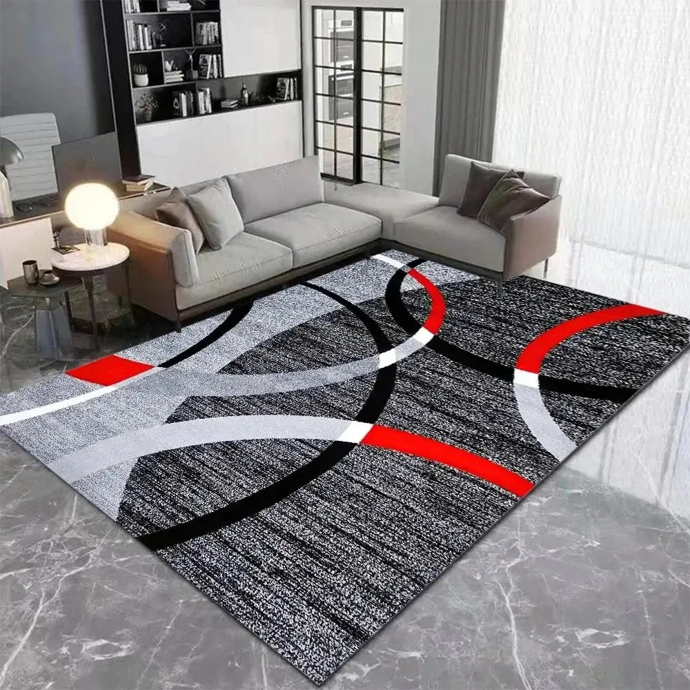Quarto aconchegante com o Tapete Geométrico Nórdico, combinando conforto e decoração refinada.