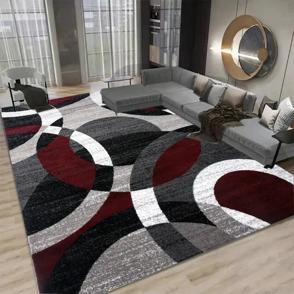 Tapete Geométrico Nórdico em uma sala minimalista, adicionando um toque de estilo contemporâneo