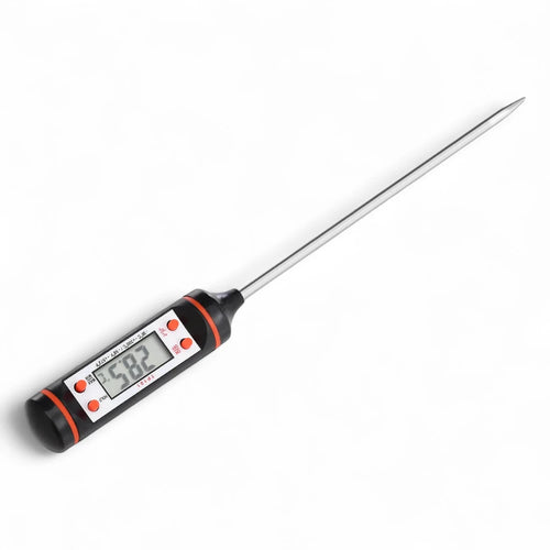 Termômetro digital para cozinha medindo a temperatura com alta precisão.