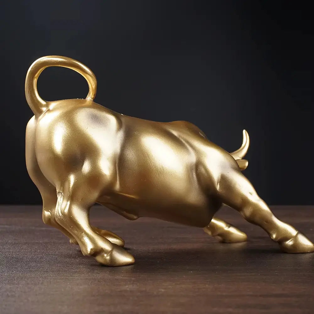Wall Street Bull em resina, peça decorativa ideal para ambientes executivos e inspiradores